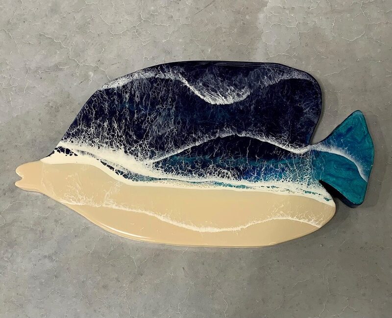 Ocean sand beach resin fish art for wall